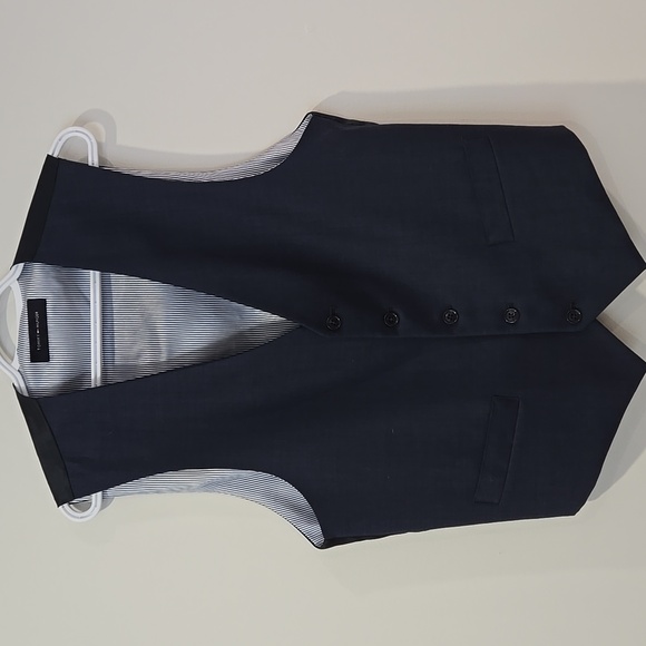 Tommy Hilfiger Sharkskin Slim Fit 100% Wool Navy Suit Vest Size M - Picture 9 of 9